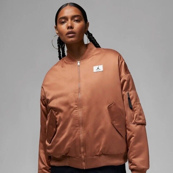 Nike Air Jordan Flight Renegade Oversized Satin Bomber Jacket Women's Plus Size - Picture 2 of 9